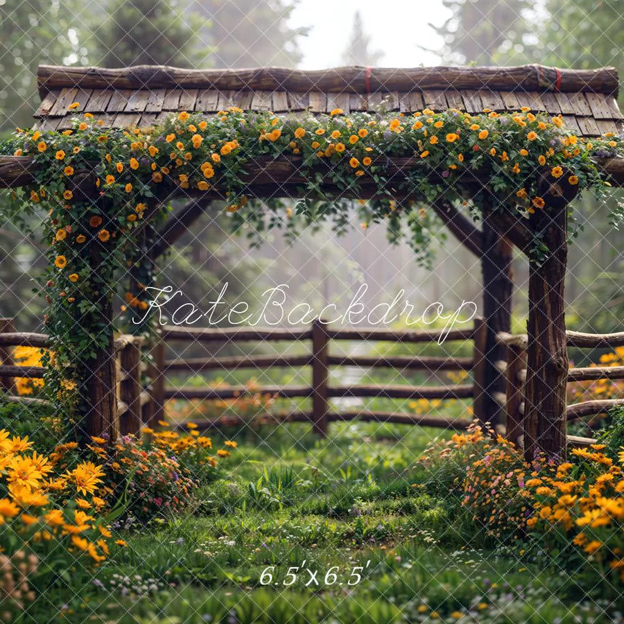 Kate Frühling Blumen Holzzaun Hintergrund von Chain Photography - Kate Backdrop.de