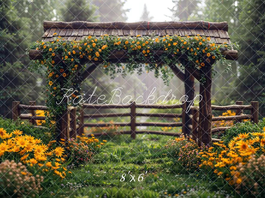 Kate Frühling Blumen Holzzaun Hintergrund von Chain Photography