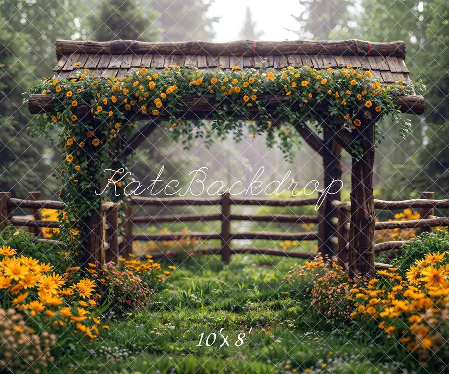 Kate Frühling Blumen Holzzaun Hintergrund von Chain Photography - Kate Backdrop.de