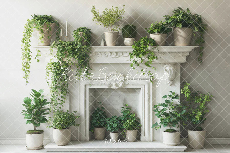 Kate Frühling Greenery Weiß Kamin Hintergrund von Emetselch - Kate Backdrop.de