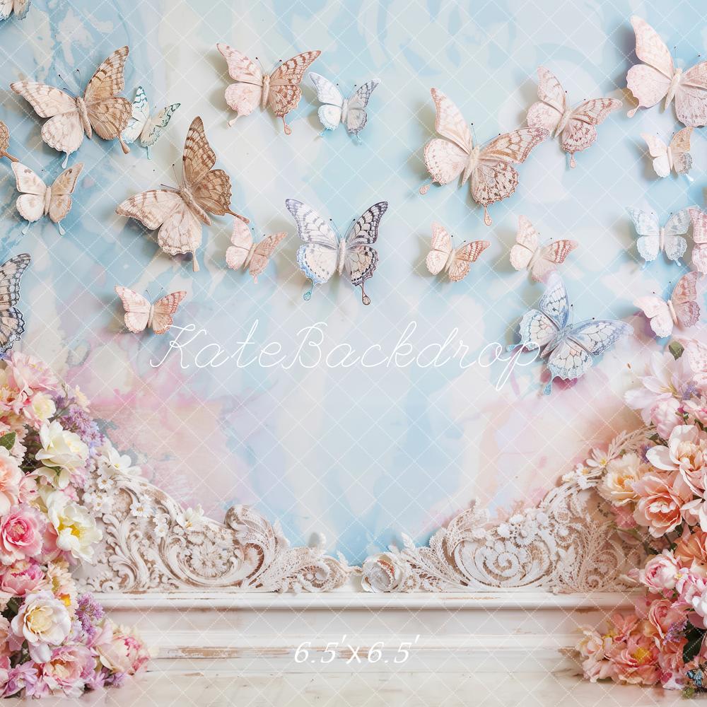 Kate Künstlerischer Stil Frühling Blume Schmetterling Wandhintergrund von Emetselch - Kate Backdrop.de