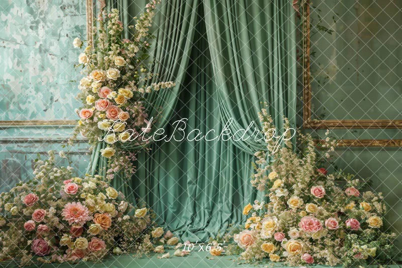 Kate Frühling Blumen Grün Vorhang Wand Hintergrund von Emetselch - Kate Backdrop.de