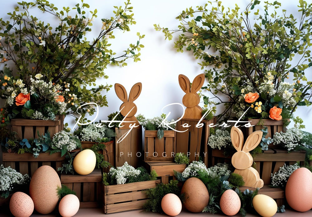 Kate Holzhasen Ostern Fleece Hintergrund Entworfen von Patty Robert - Kate Backdrop.de