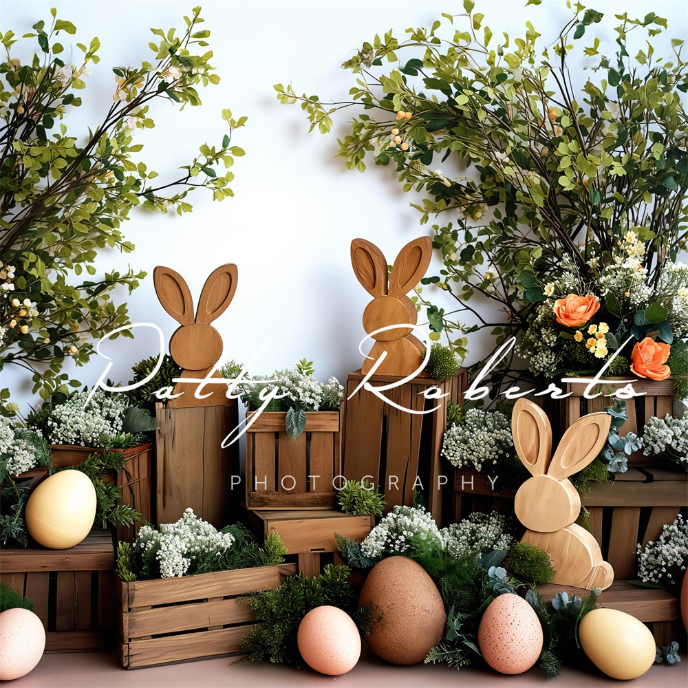 Kate Holzhasen Ostern Fleece Hintergrund Entworfen von Patty Robert - Kate Backdrop.de