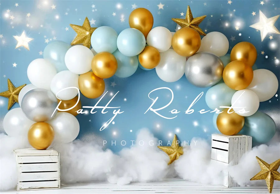 Kate Smash Cake Sterne und Luftballons Hintergrund von Patty Roberts - Kate Backdrop.de