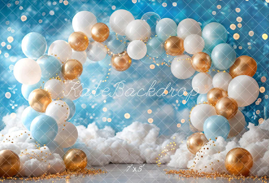 Kate Weiß Blau Gold Luftballon Hintergrund von Emetselch