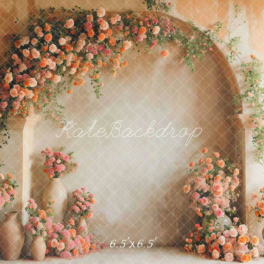 Kate Frühling Rosa und Orangene Blumen Bogen Wandhintergrund von Emetselch - Kate Backdrop.de