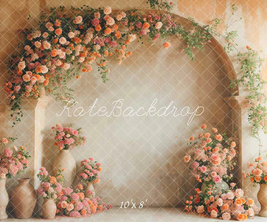 Kate Frühling Rosa und Orangene Blumen Bogen Wandhintergrund von Emetselch - Kate Backdrop.de