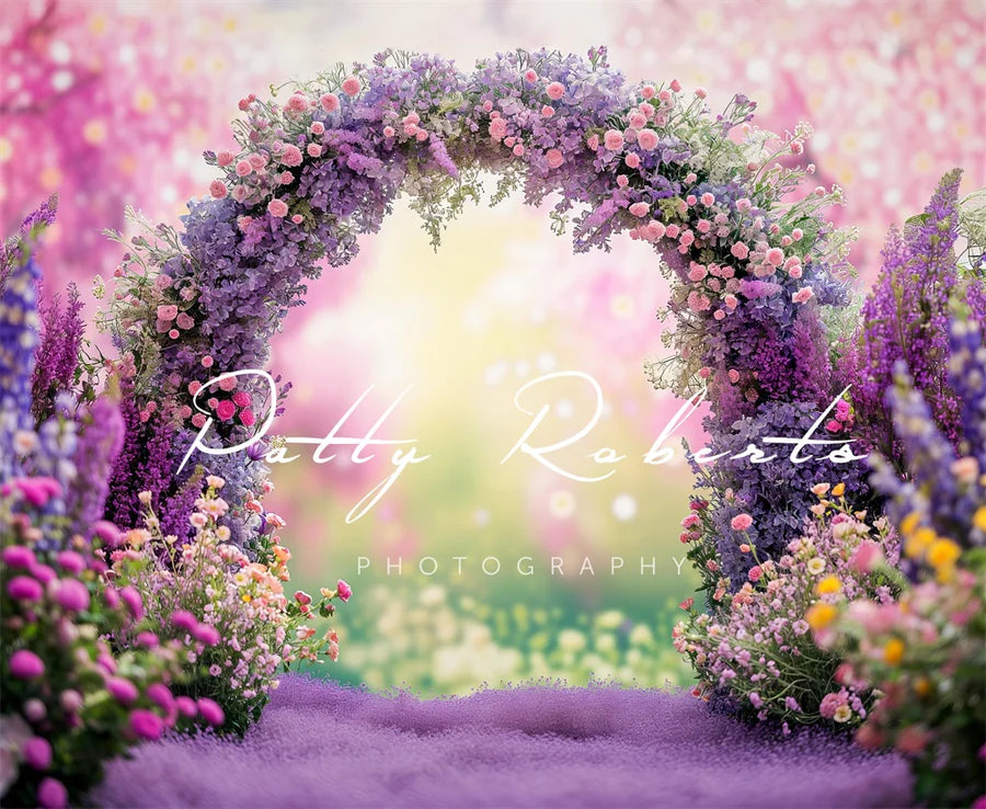 Kate Violett Frühling Blumen Bogen Hintergrund von Patty Roberts - Kate Backdrop.de