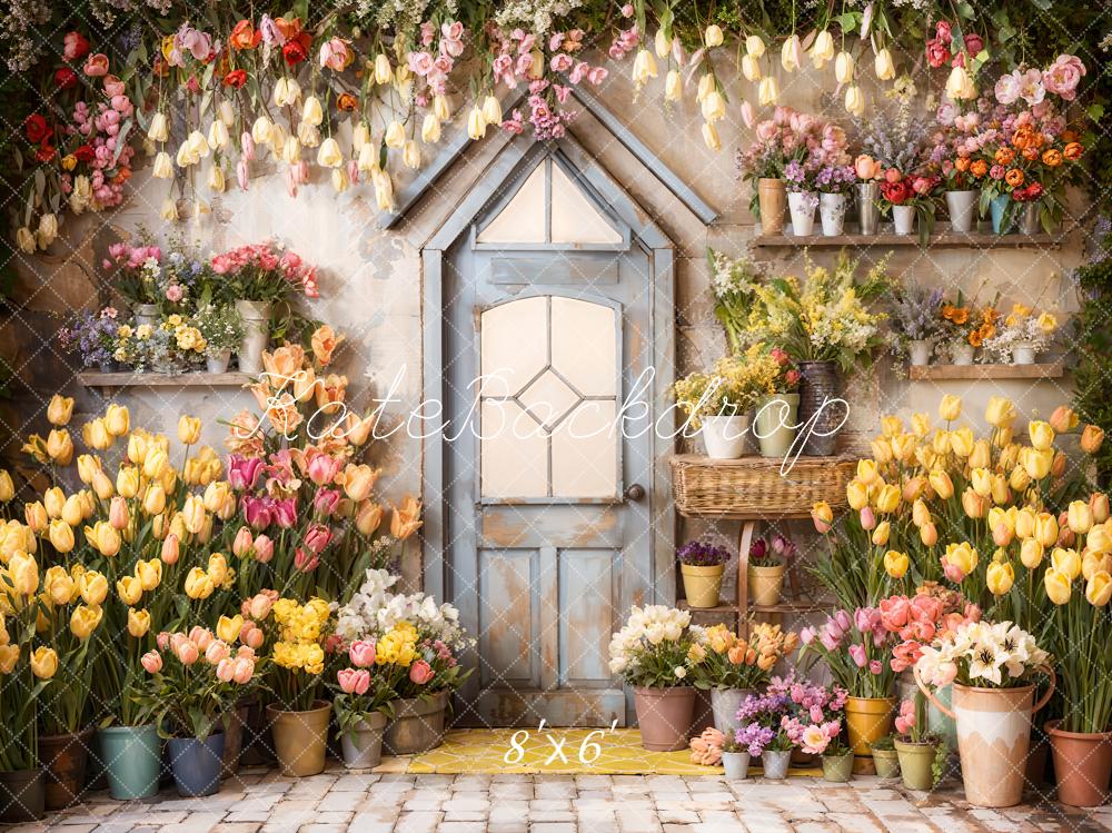 Kate Frühlings blumen Tulpen Gewächshaus Hintergrund Entworfen von Emetselch - Kate Backdrop.de