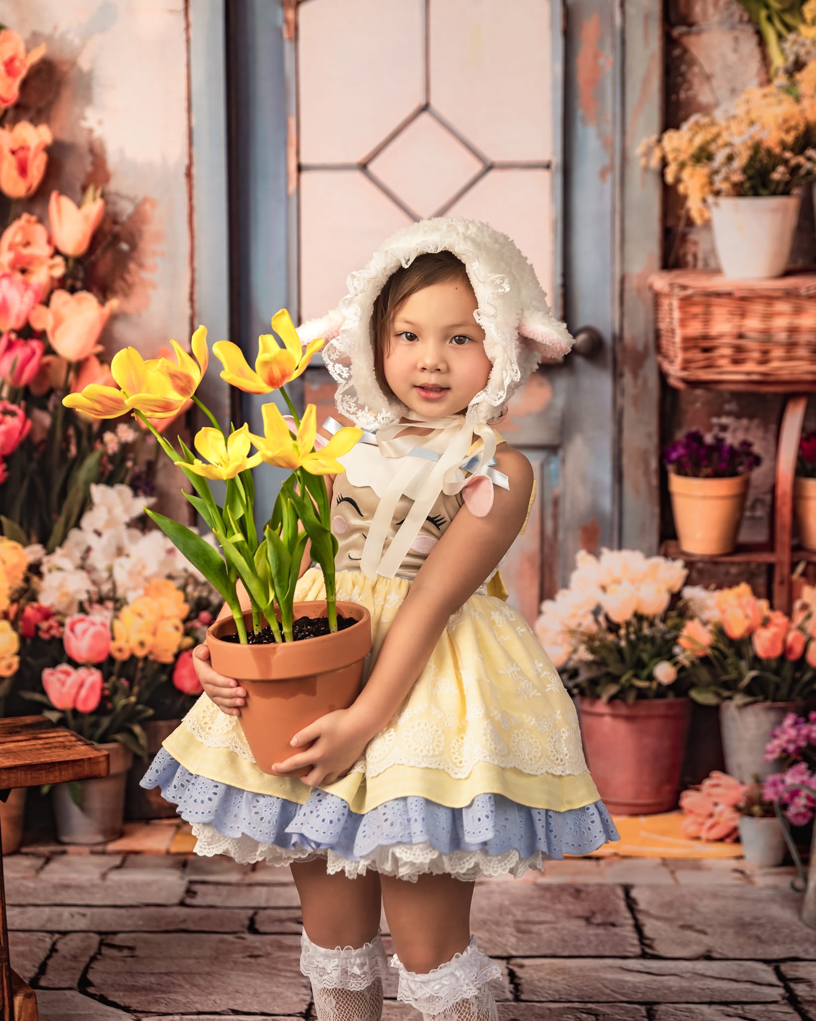 Kate Frühlings blumen Tulpen Gewächshaus Hintergrund Entworfen von Emetselch - Kate Backdrop.de