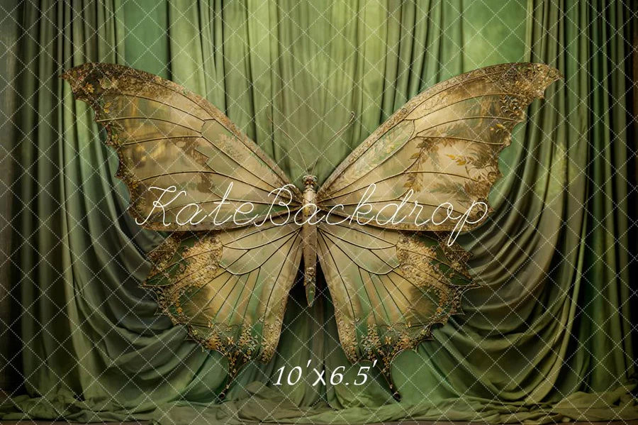 Kate Grüner Schmetterling Vorhänge Hintergrund von Chain Photography