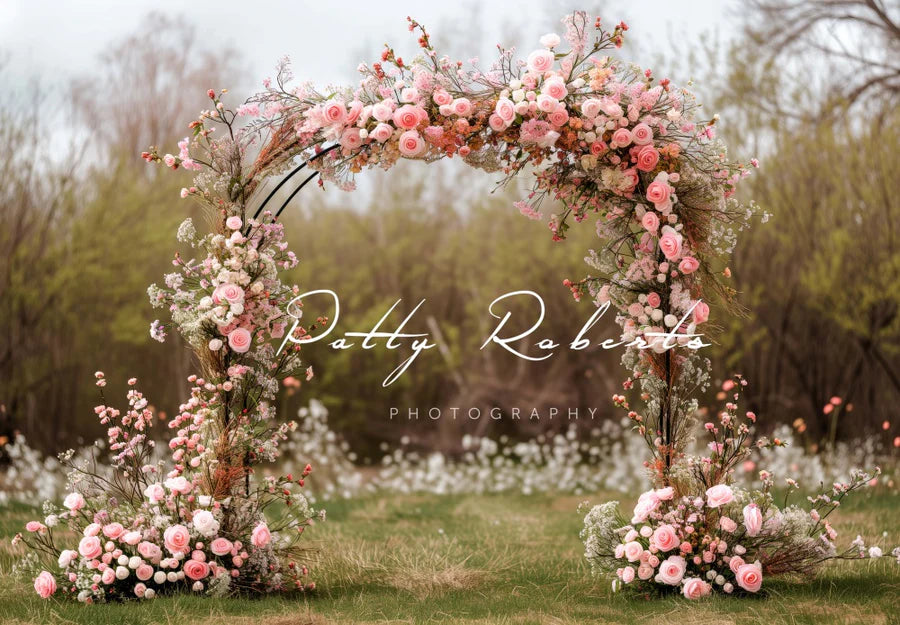 Kate Violett Frühling Blumen Bogen Hintergrund von Patty Roberts - Kate Backdrop.de