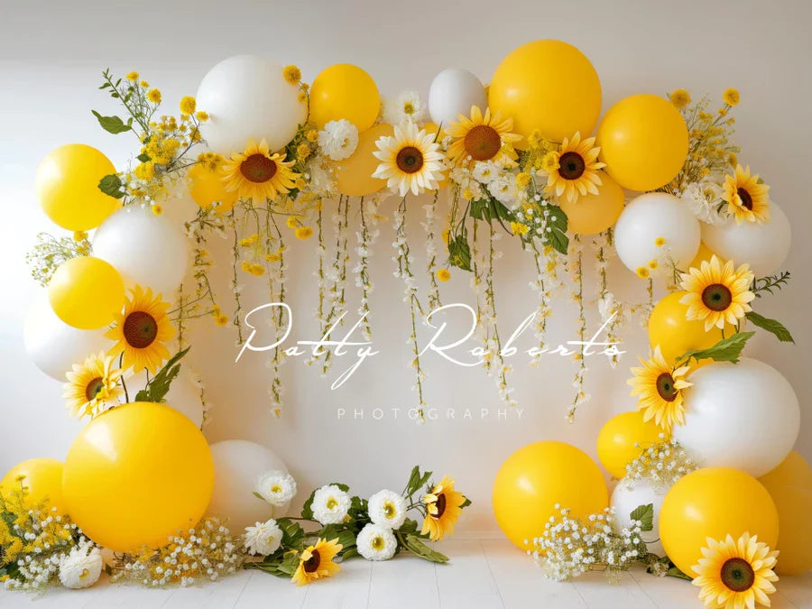 Super Sale-A Kate Frühling Sonnenblumen und Ballons Girlande Hintergrund von Patty Roberts