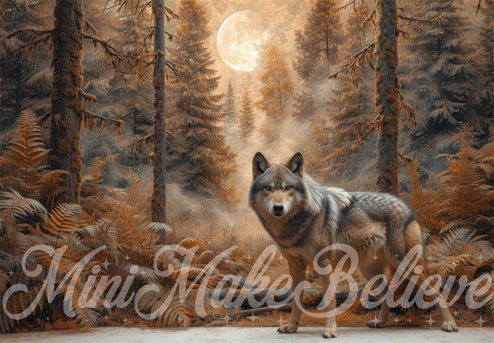 Kate Wald Wilder Reitkapuzenmädchen Wolf Hintergrund entworfen von Mini MakeBelieve - Kate Backdrop.de