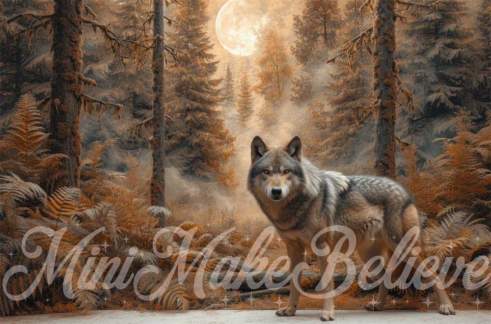 Kate Wald Wilder Reitkapuzenmädchen Wolf Hintergrund entworfen von Mini MakeBelieve - Kate Backdrop.de