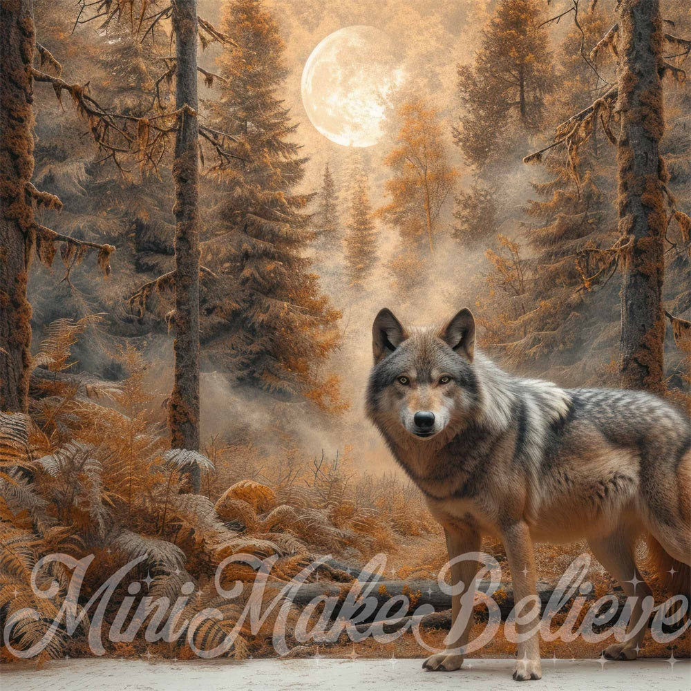 Kate Wald Wilder Reitkapuzenmädchen Wolf Hintergrund entworfen von Mini MakeBelieve - Kate Backdrop.de