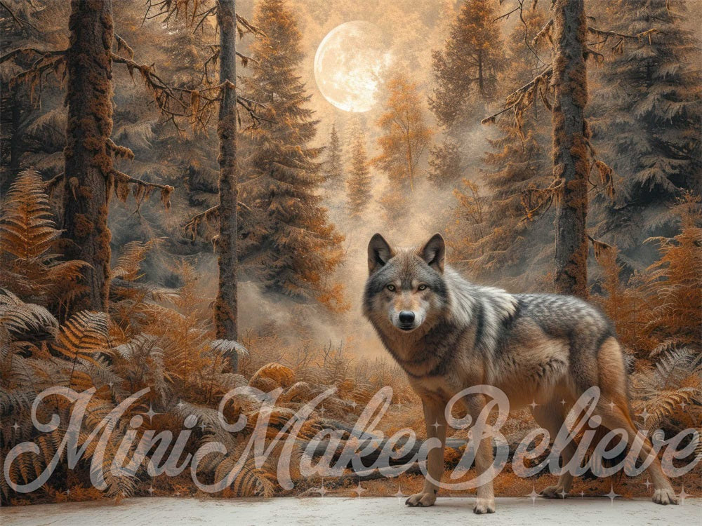 Kate Wald Wilder Reitkapuzenmädchen Wolf Hintergrund entworfen von Mini MakeBelieve - Kate Backdrop.de