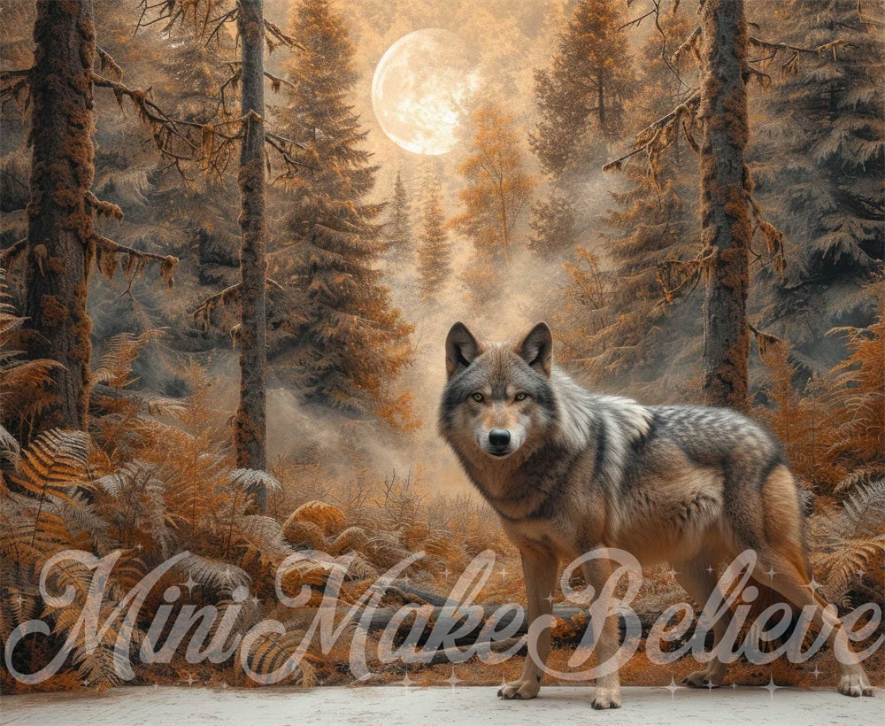 Kate Wald Wilder Reitkapuzenmädchen Wolf Hintergrund entworfen von Mini MakeBelieve - Kate Backdrop.de