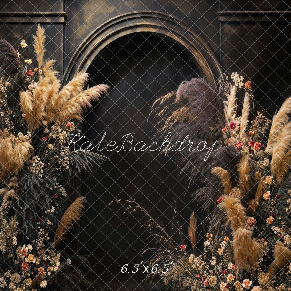 Kate Boho Schwarz Schilf und Blumen Bogen Hintergrund von Emetselch - Kate Backdrop.de