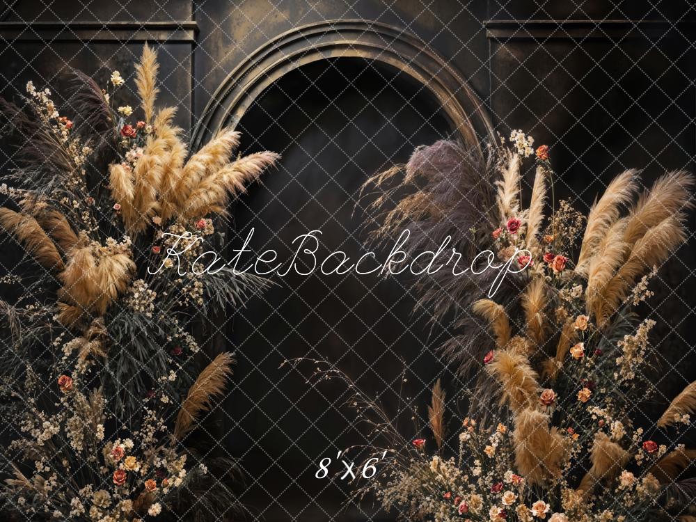 Kate Boho Schwarz Schilf und Blumen Bogen Hintergrund von Emetselch - Kate Backdrop.de