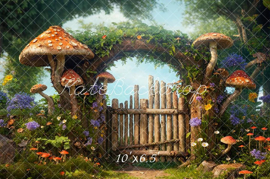 Kate Frühling Märchen Holzbogen Pilz Hintergrund von Chain Photography - Kate Backdrop.de