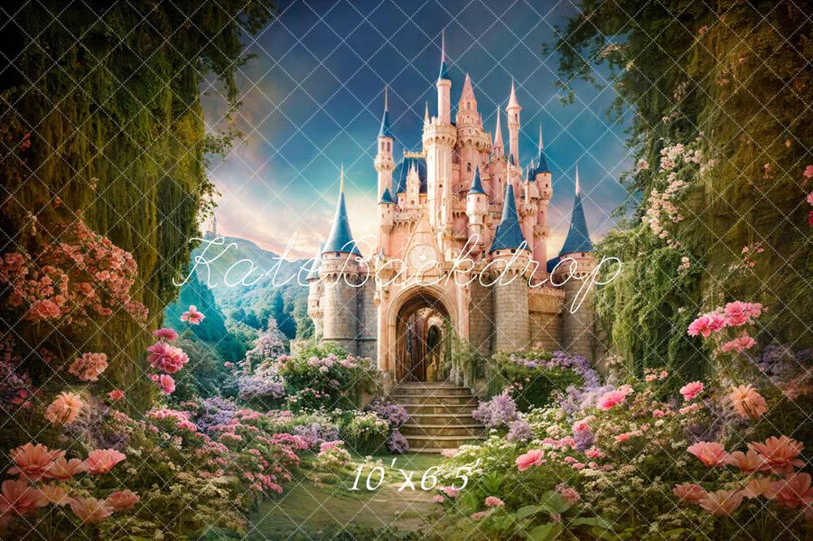 Kate Frühling Fantasie Wald Blume Schloss Hintergrund von Chain Photography - Kate Backdrop.de