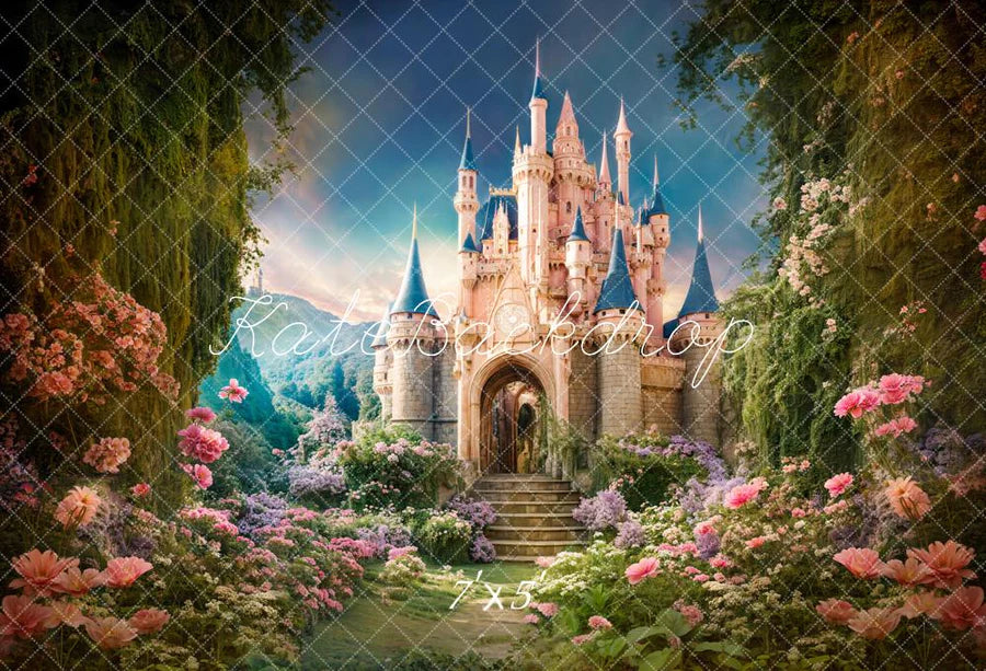Kate Frühling Fantasie Wald Blume Schloss Hintergrund von Chain Photography - Kate Backdrop.de