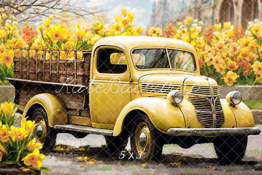 Kate Frühling Gelbe Blumen LKW Hintergrund von Emetselch - Kate Backdrop.de
