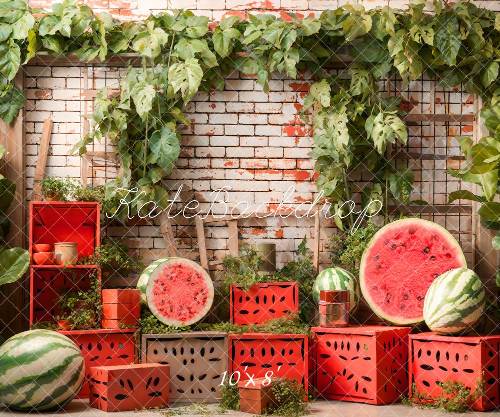 Kate Summer Backsteinmauer-Wassermelonen-Hintergrund Entworfen von Emetselch
