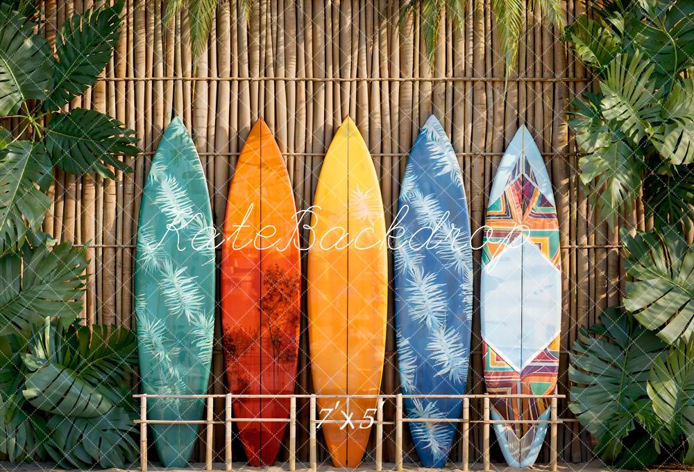 Kate Summer Wooden Seaside Surfboards-Hintergrund Entworfen von Emetselch