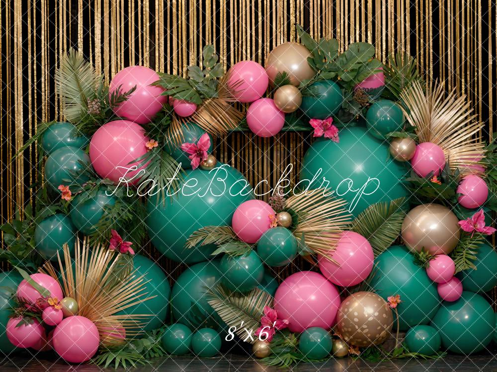 Kate Cake Smash Geburtstags-Hintergrund Grün-rosa Ballon Entworfen von Emetselch - Kate Backdrop.de