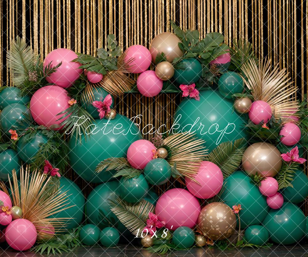Kate Cake Smash Geburtstags-Hintergrund Grün-rosa Ballon Entworfen von Emetselch - Kate Backdrop.de