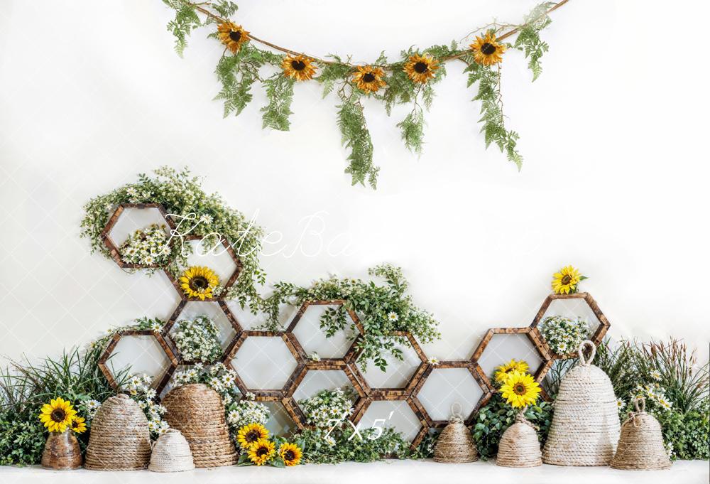 Kate Spring Sonnenblumen-Bienenstock-Hintergrund Entworfen von Emetselch - Kate Backdrop.de
