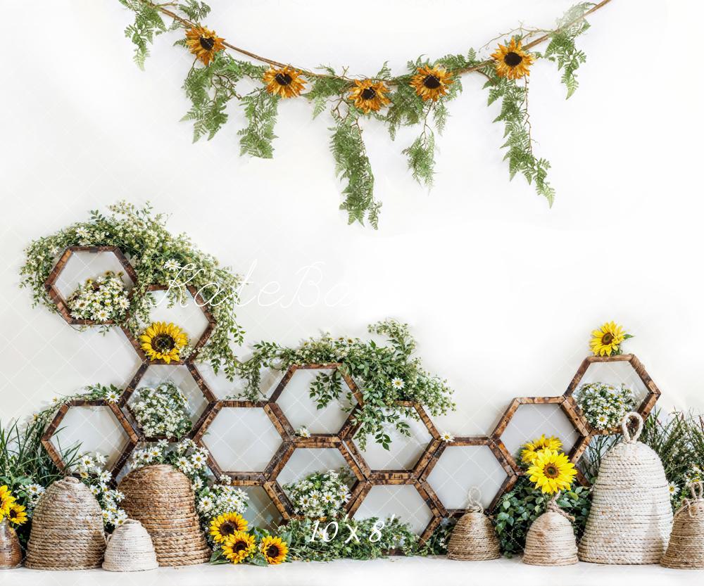 Kate Spring Sonnenblumen-Bienenstock-Hintergrund Entworfen von Emetselch - Kate Backdrop.de