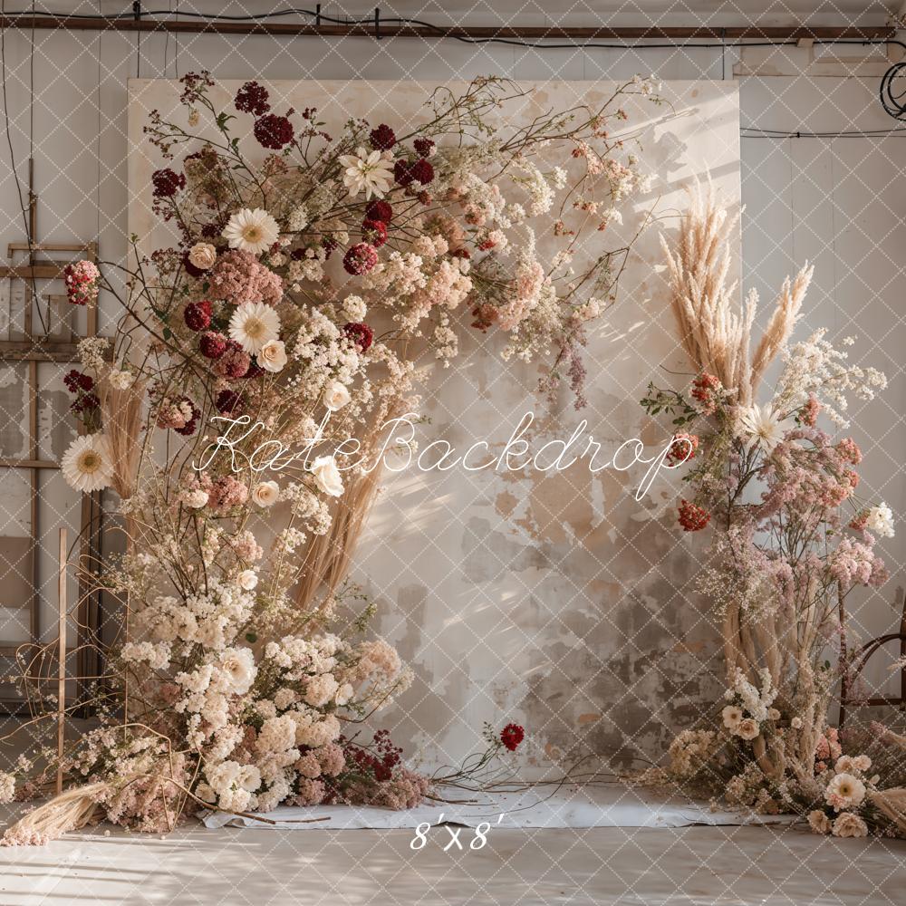 🔥50%OFF-Kate Boho Indoor Bunte Schilfblumen Holzwand Kulisse - Kate Backdrop.de