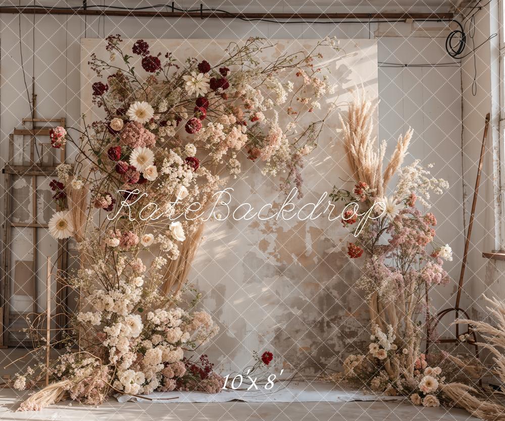 🔥50%OFF-Kate Boho Indoor Bunte Schilfblumen Holzwand Kulisse - Kate Backdrop.de
