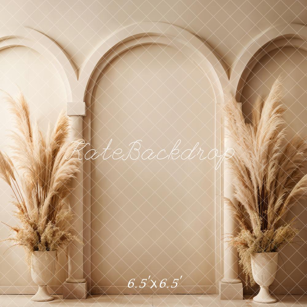 Kate Boho Beige Schilf Bogen Wandhintergrund entworfen von Emetselch - Kate Backdrop.de