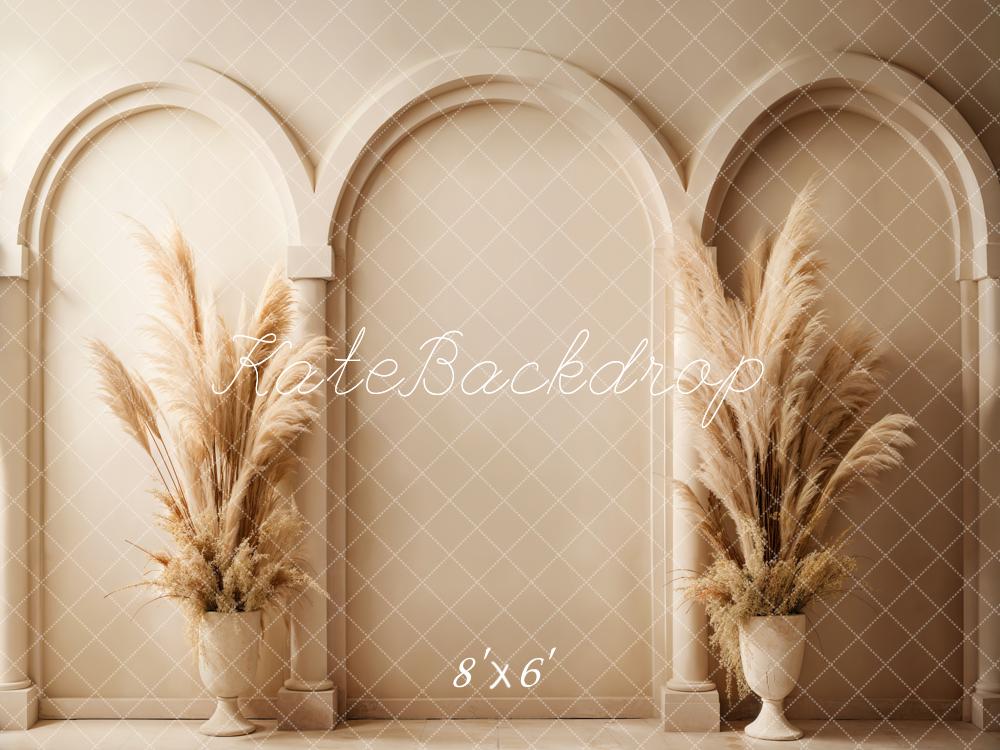 Kate Boho Beige Schilf Bogen Wandhintergrund entworfen von Emetselch - Kate Backdrop.de