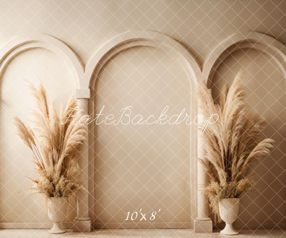 Kate Boho Beige Schilf Bogen Wandhintergrund entworfen von Emetselch - Kate Backdrop.de