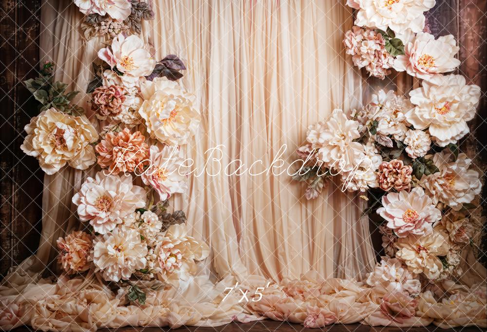 Kate Fine Art Bunte blühende Blume Beige Vorhang Hintergrund entworfen von Emetselch - Kate Backdrop.de