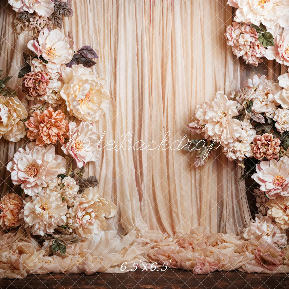 Kate Fine Art Bunte blühende Blume Beige Vorhang Hintergrund entworfen von Emetselch - Kate Backdrop.de
