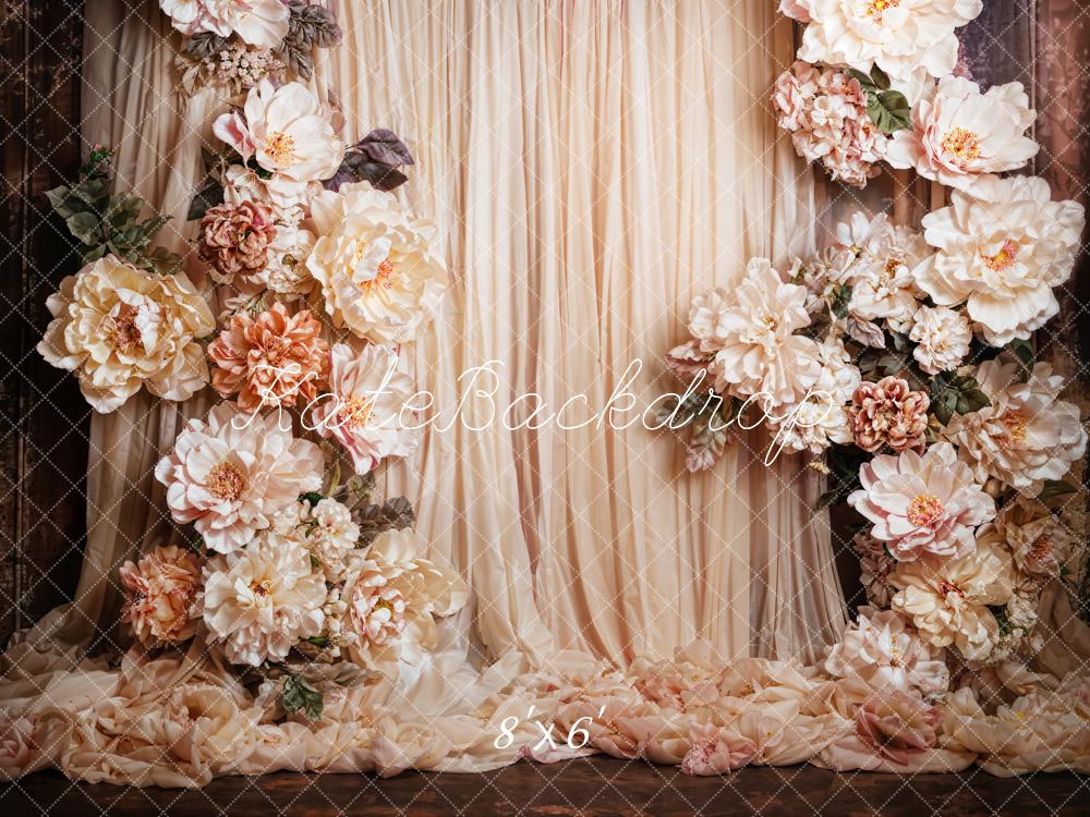 Kate Fine Art Bunte blühende Blume Beige Vorhang Hintergrund entworfen von Emetselch - Kate Backdrop.de
