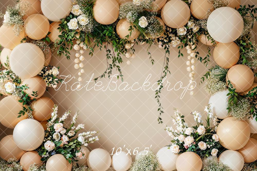 Kate Cake Smash Blume Beige Ballon-Wand Hintergrund Entworfen von Emetselch - Kate Backdrop.de