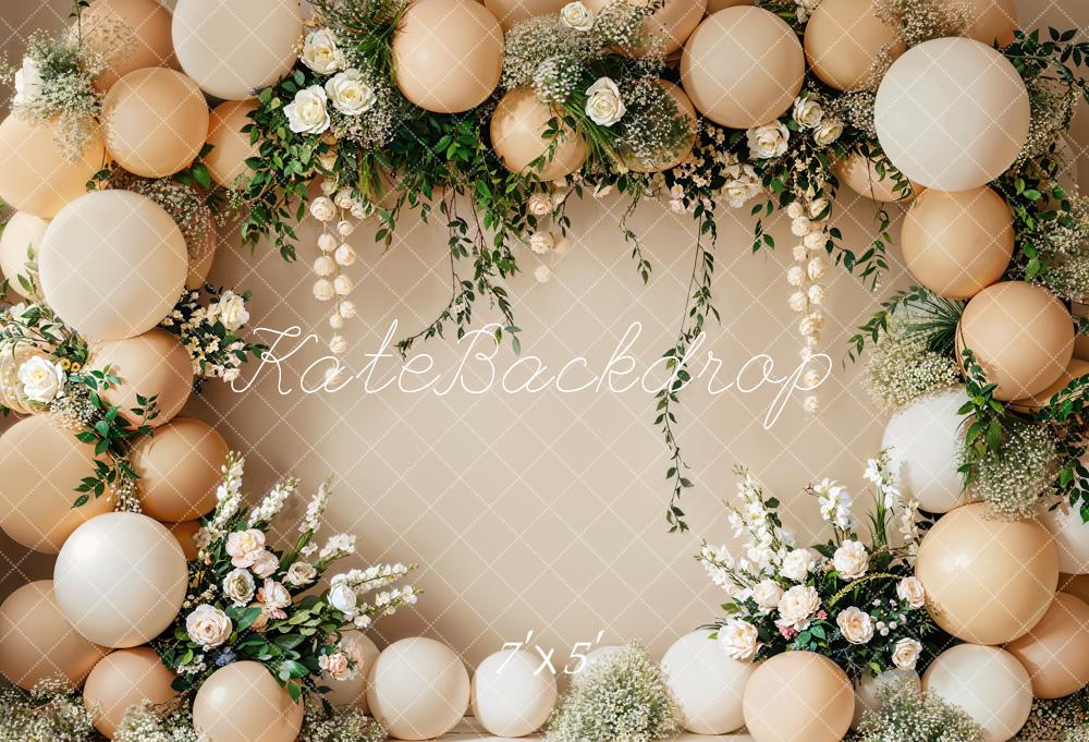 Kate Cake Smash Blume Beige Ballon-Wand Hintergrund Entworfen von Emetselch - Kate Backdrop.de