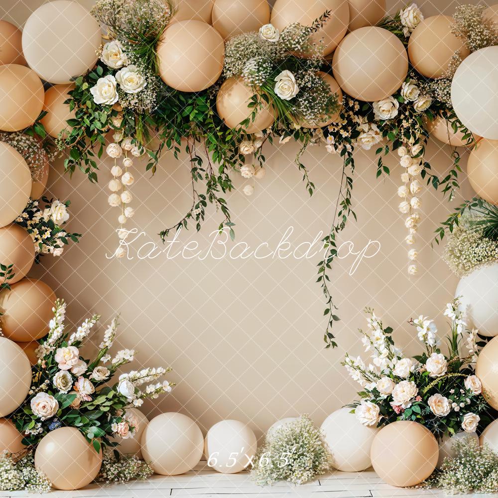 Kate Cake Smash Blume Beige Ballon-Wand Hintergrund Entworfen von Emetselch - Kate Backdrop.de