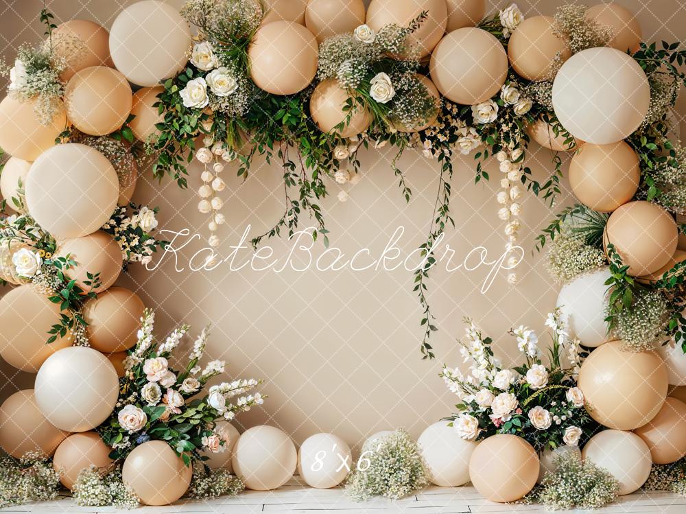 Kate Cake Smash Blume Beige Ballon-Wand Hintergrund Entworfen von Emetselch - Kate Backdrop.de