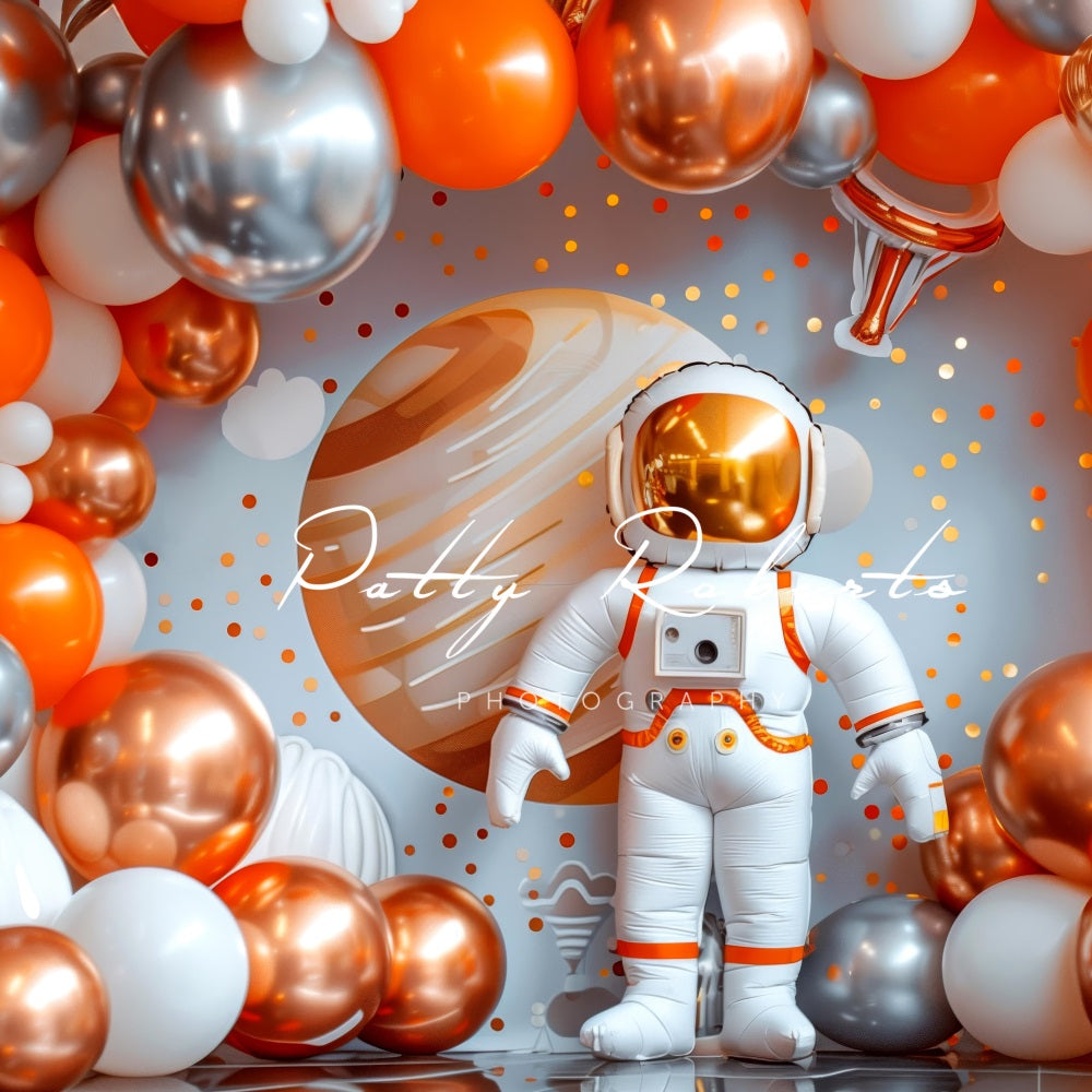 Kate Orangefarbenes Weltraumthema Hintergrund Entworfen von Patty Robert - Kate Backdrop.de