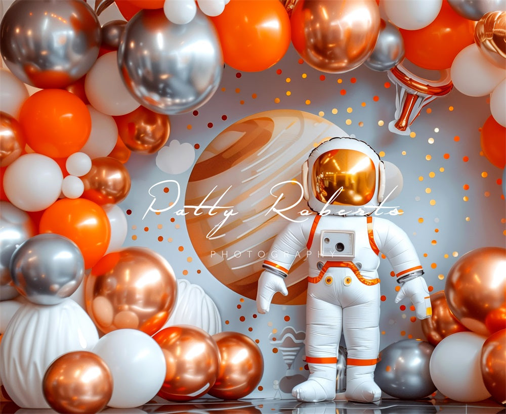 Kate Orangefarbenes Weltraumthema Hintergrund Entworfen von Patty Robert - Kate Backdrop.de