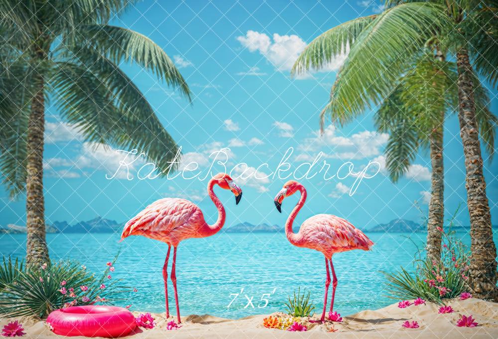 Kate Sommerstrand Flamingo Hintergrund Entworfen von Chain Photography - Kate Backdrop.de